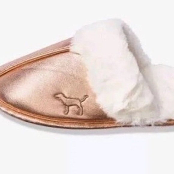 Vs pink sherpa slides gold metallic lg - Picture 3 of 5